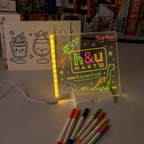 LED Acrylic Writing Board With 7 Neon Markers and Tri Stand