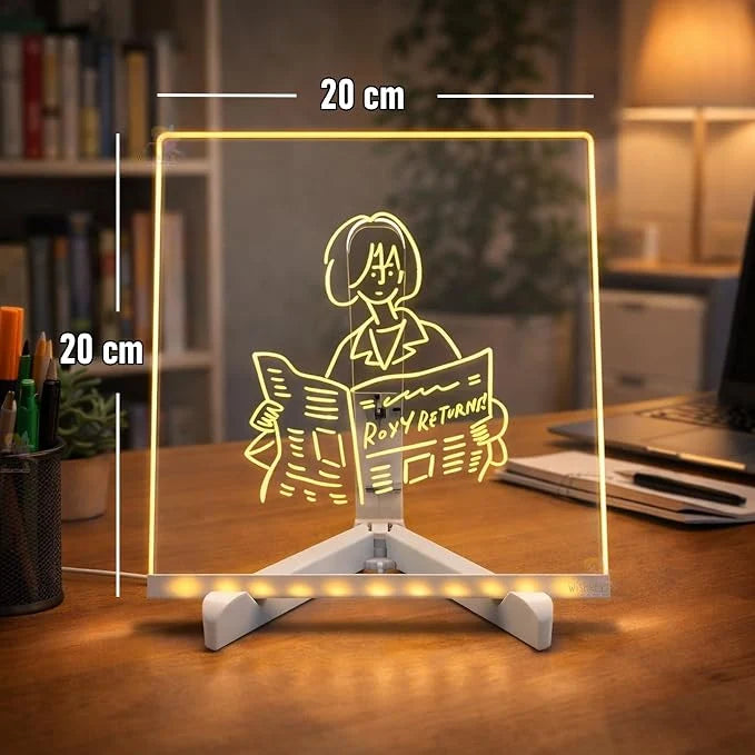 LED Acrylic Writing Board With 7 Neon Markers and Tri Stand